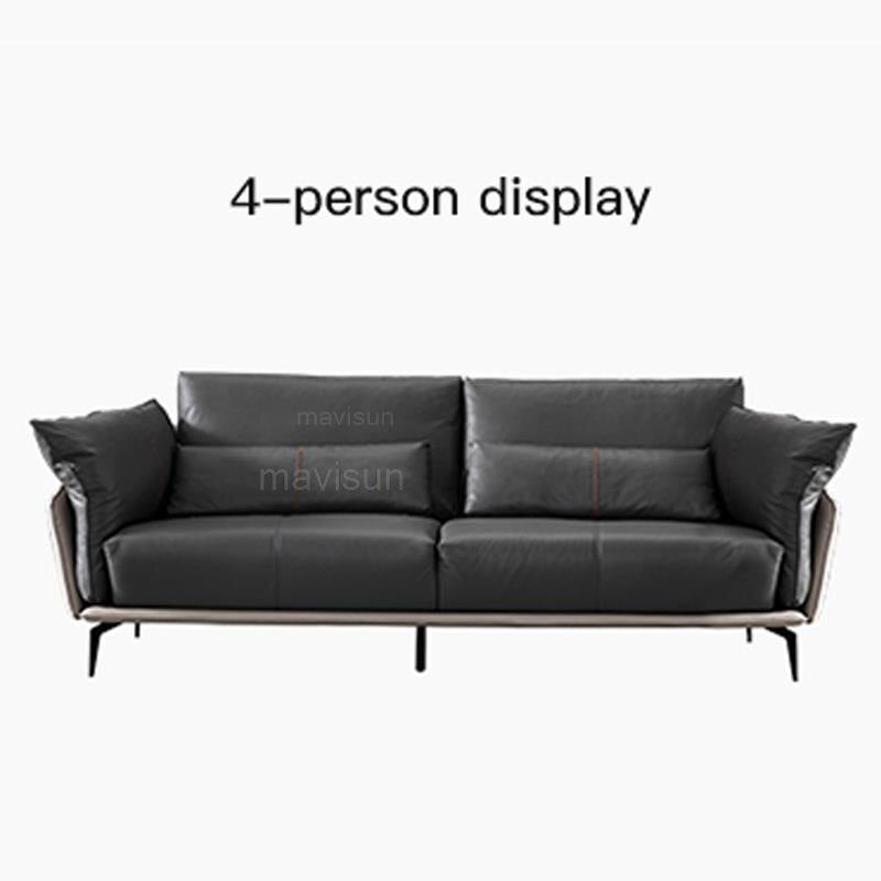 New Italian Minimalist First-Layer Leather Couch Modern Fashion Corner L-Shaped Apartment Down Sofa Living Room Combination