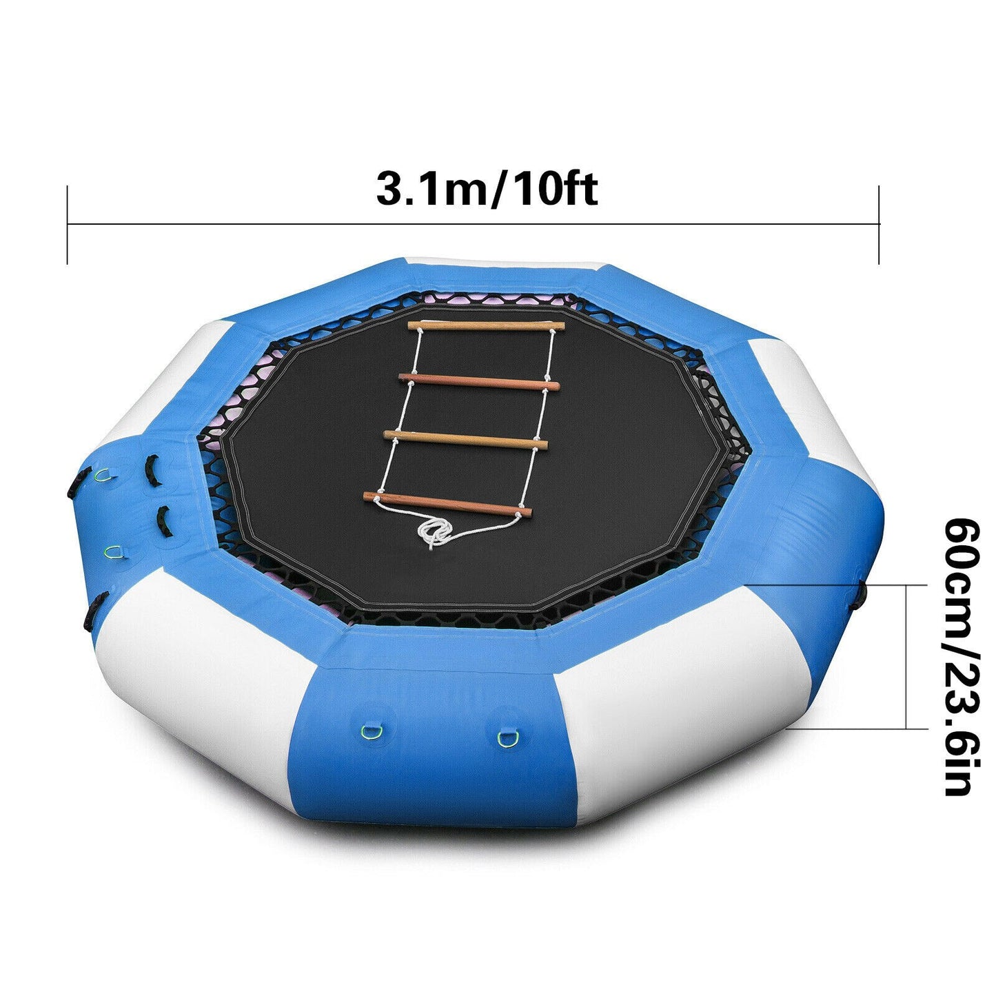 VEVOR Inflatable Water Trampoline PVC Tarpaulin Floated Bounce Platform Smooth and Waterproof Surface W/ Ladder For Pool Ocean