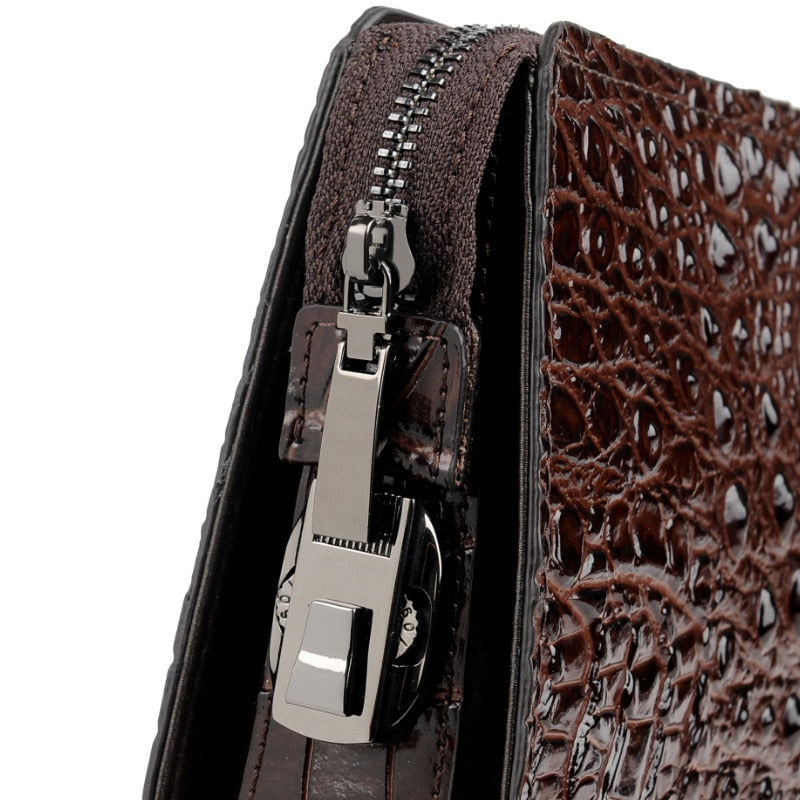 Crocodile pattern men clutch bag password wallet genuine leather wallet men card holder wallet mobile phone bag anti-theft purse