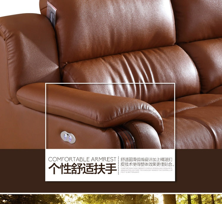 Living Room Sofa set real genuine leather sofas salon couch electric recliner L sofa cama speaker air cleaner puff asiento mueb