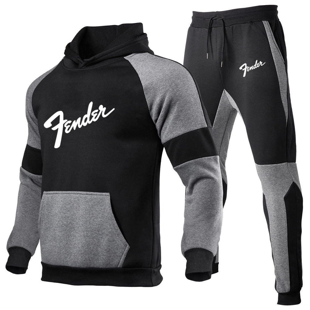 2021 Music Guitar Fender Logo Autumn And Winter Harajuku  Men's Zipper Jacket Sports Suit + Track Jogging Casual 2-Piece Set