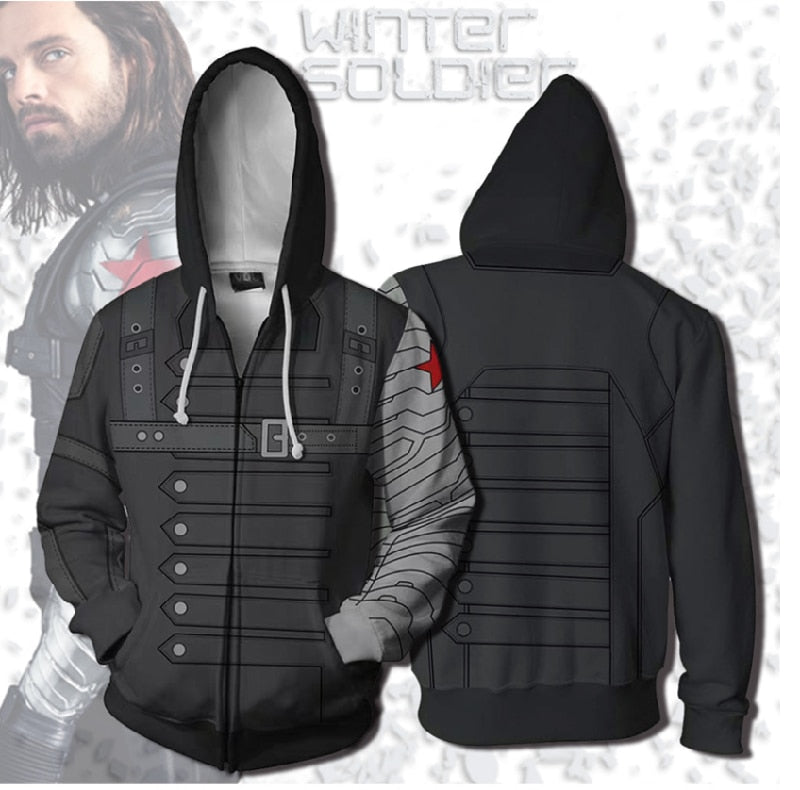 Anime 3D Printed Winter Soldier Hoodies 2021 Long Sleeve Sweatshirts Men Hoody Hooded Jacket Clothing