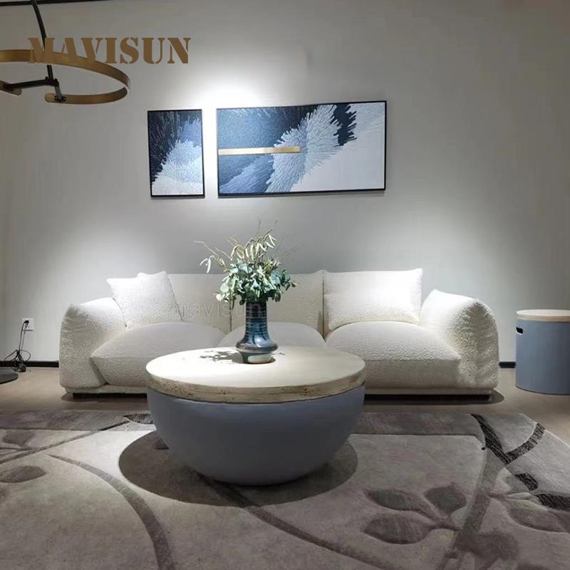 Nordic Lamb Velvet Floor-To-Ceiling Living Room Three-Person Small And Medium-Sized Apartment Fabric Sofa Modern Furniture