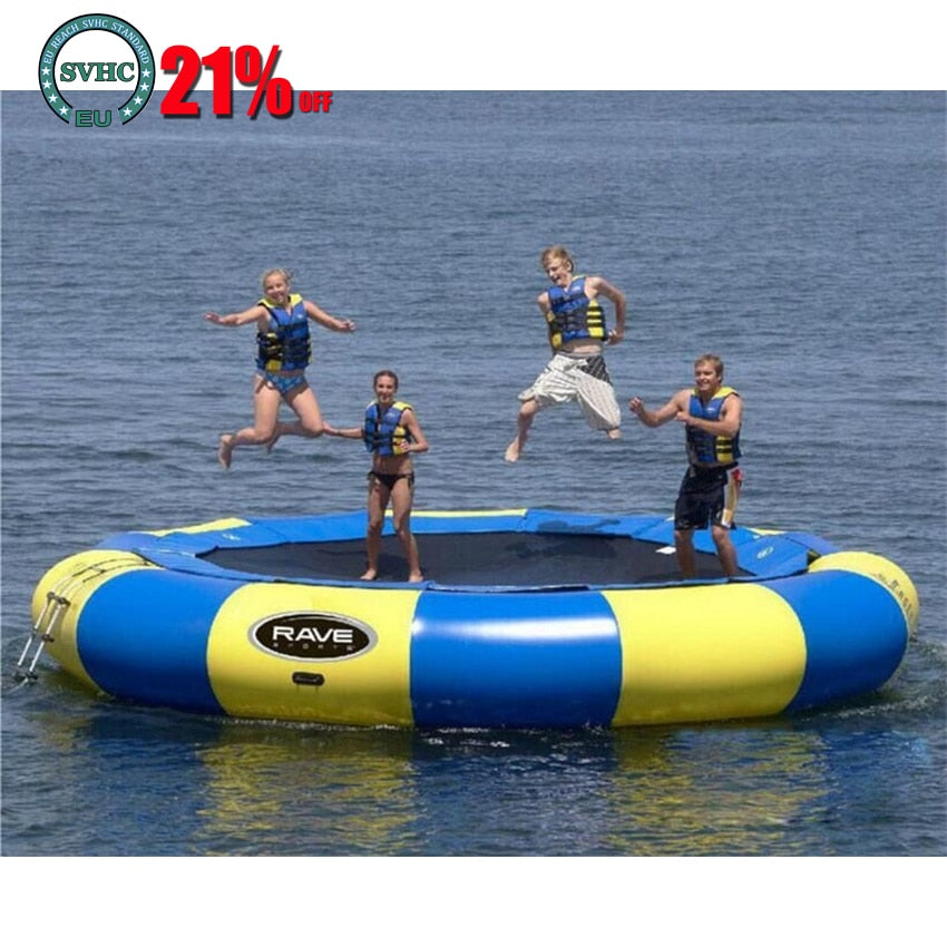 Water Trampoline 3m Diameter PVC Inflatable Bouncer Floating Inflatable Water Jumping Bed Play Equipment Swim Platform