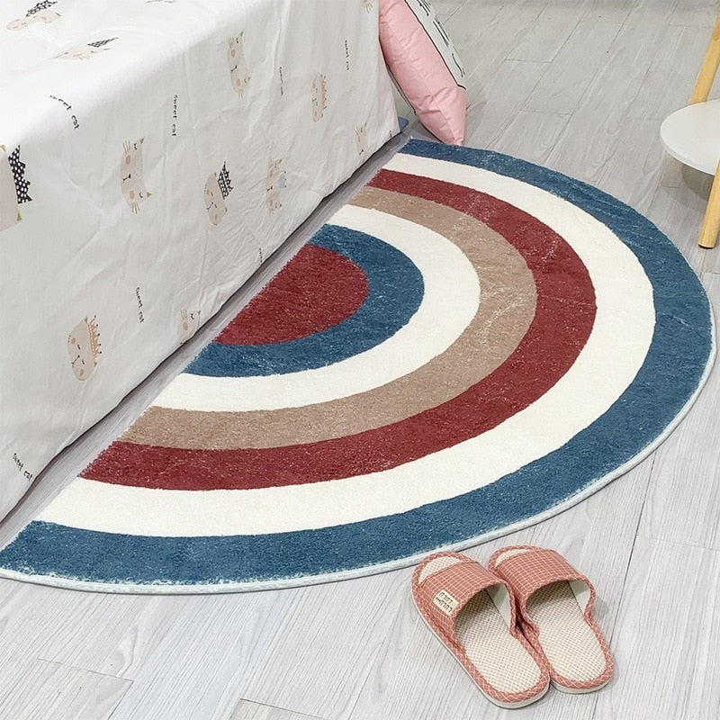 Imitation Cashmere Skinfriendly Carpet for Living Room Bedside Semicircle Rainbow Floor Mat Machine Wash Custom Size Area Rug