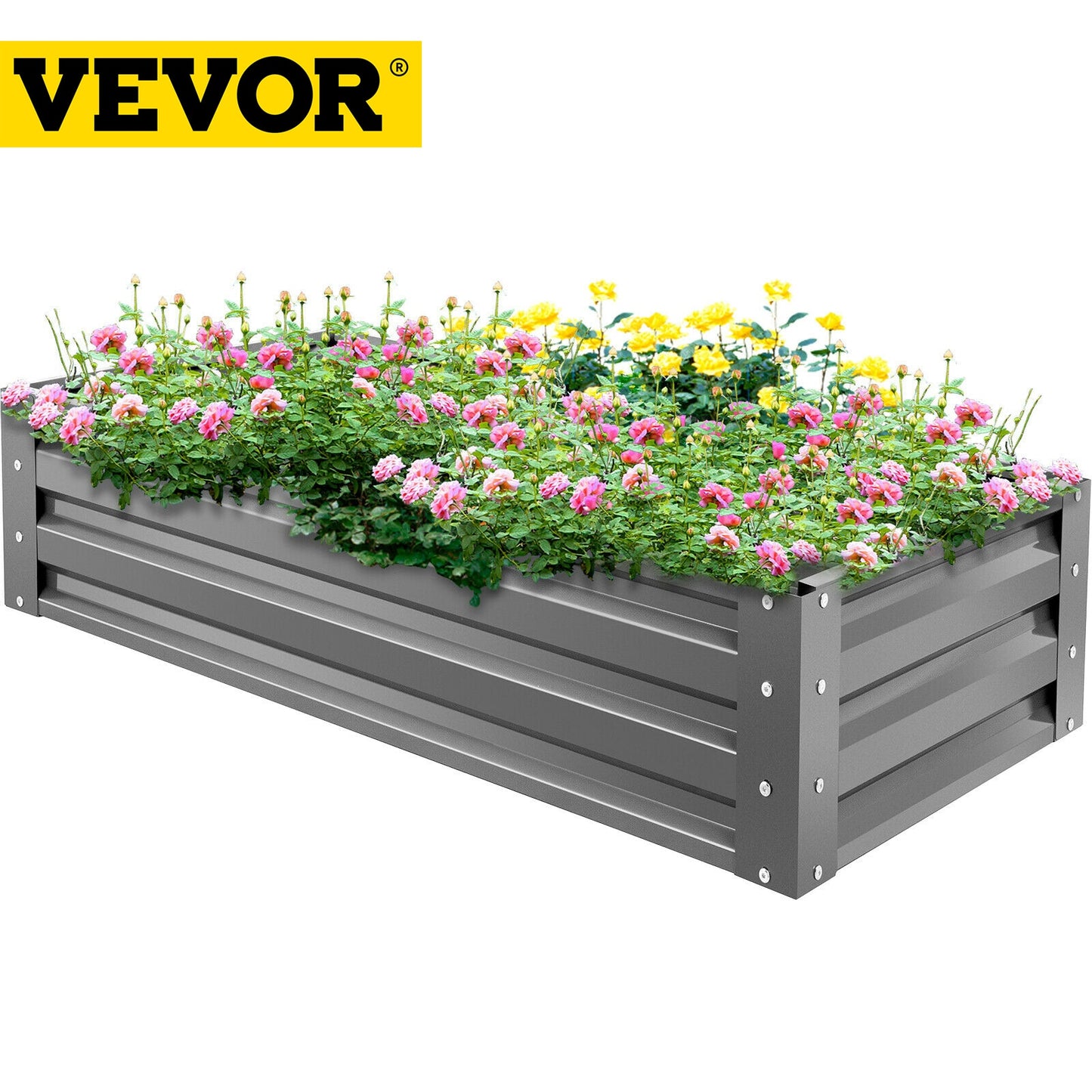 VEVOR Galvanized Raised Garden Bed, 48&quot; x 24&quot; x 10&quot; Metal Planter Box, for Growing Vegetables, Flowers, Fruits and Succulents