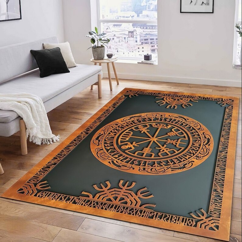 Celtic Viking Printing Area Rugs Carpet for Living Room Home Decoration Anti-Slip Bathroom Entrance Doormat Floor Mat Fluffy Rug