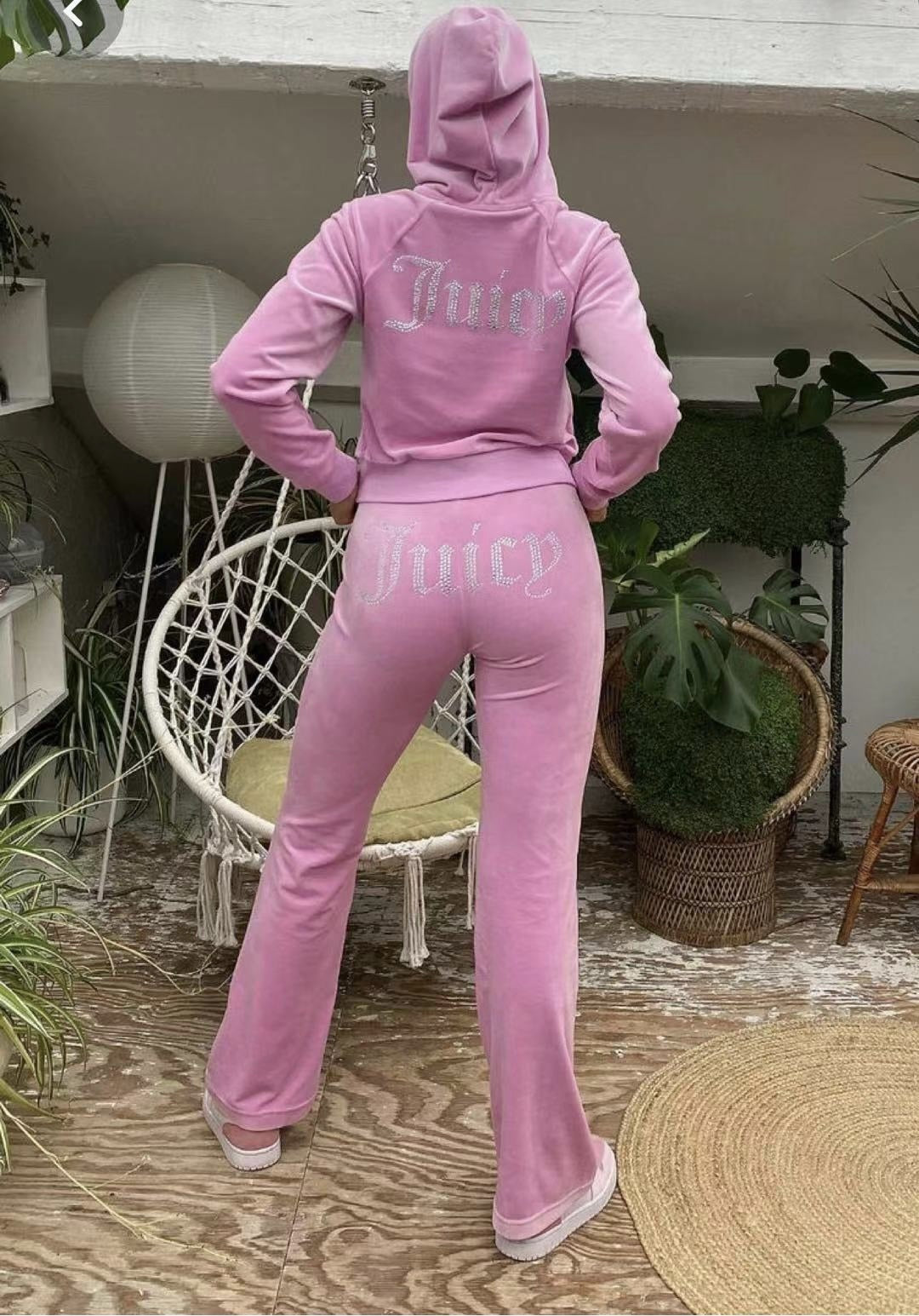 2022 Winter Juicy Coutoure Tracksuit  2-Piece Set  Tracksuit Suit Women Velvet Juicy Sweatshirt and Pants with Diamonds