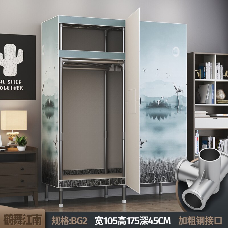 Non Woven Wardrobes Armoire Bedroom Closets Bold Steel Pipe Folding Wardrobes Storage Cabinet Organizer Armarios Home Furniture