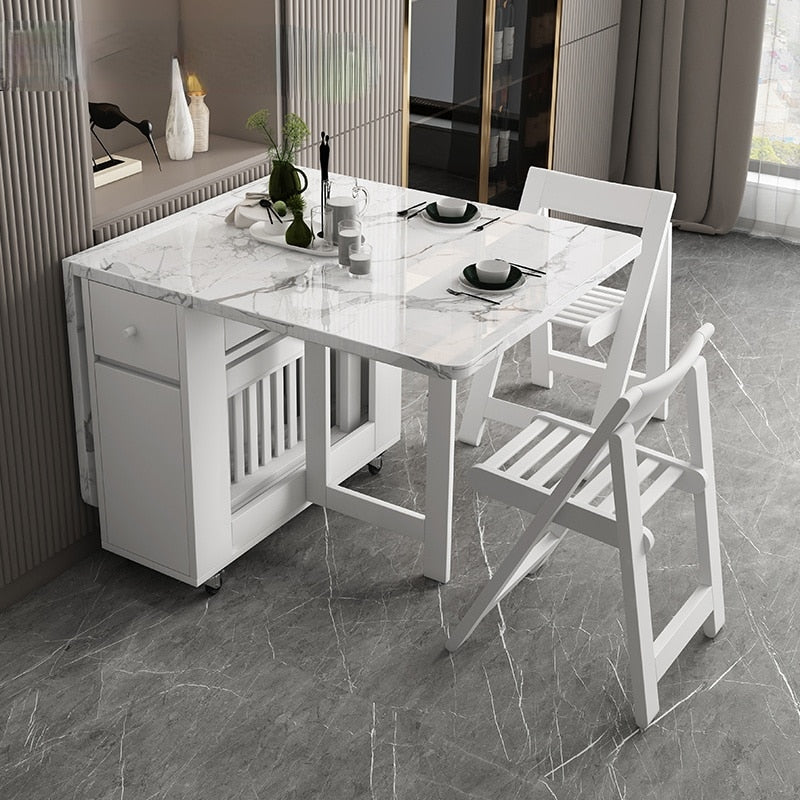 Fashion White color folding dining table furniture yemek masasi multifunctional rectangle dining table and chairs