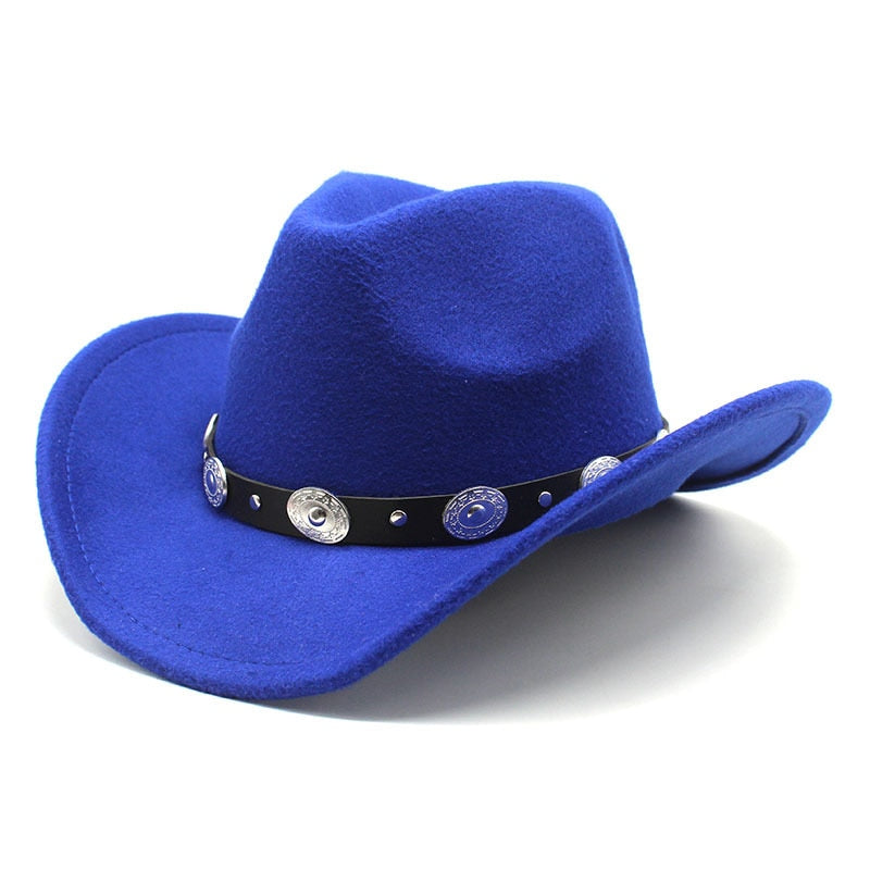 Fashion Western Cowboy Hat For Men Wool Felt Autumn Winter Vintage Wide Brim Fedoras Cowgirl Hats British Style Church Women Hat