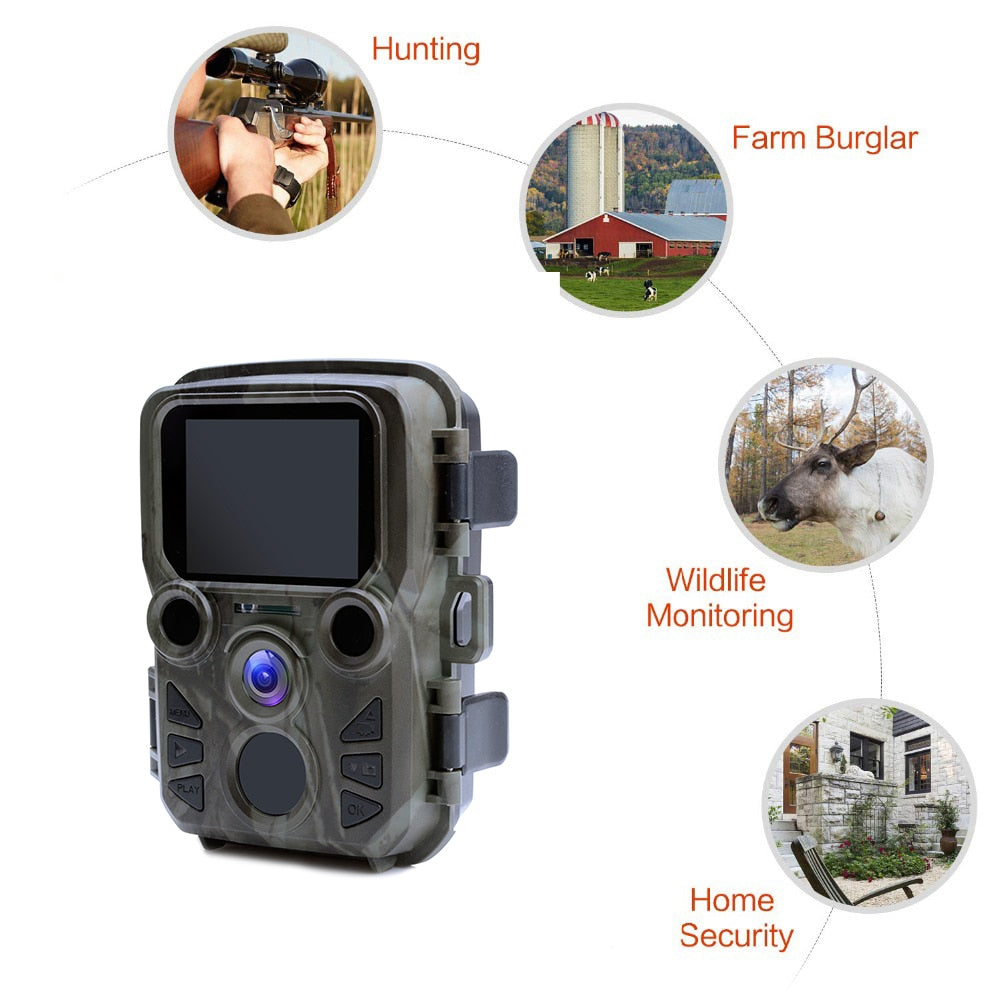 Mini Trail Game Camera Night Vision 1080P 12MP Waterproof Hunting Camera Outdoor Wild photo traps with IR LEDS Range Up To 65ft