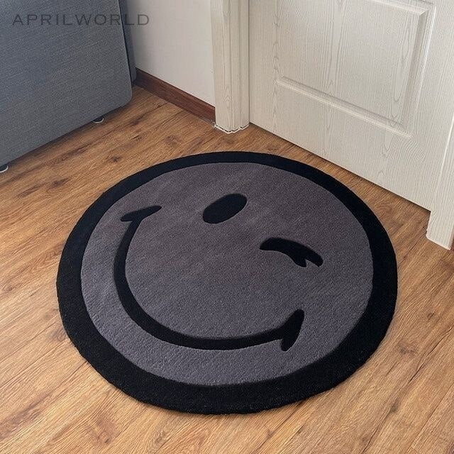 Smile Face Carpet Justins Big Cartoon Round Anti Slip Living Room Rugs For Bedroom Biebers Ins Doormat Entrance Door Floor Mat