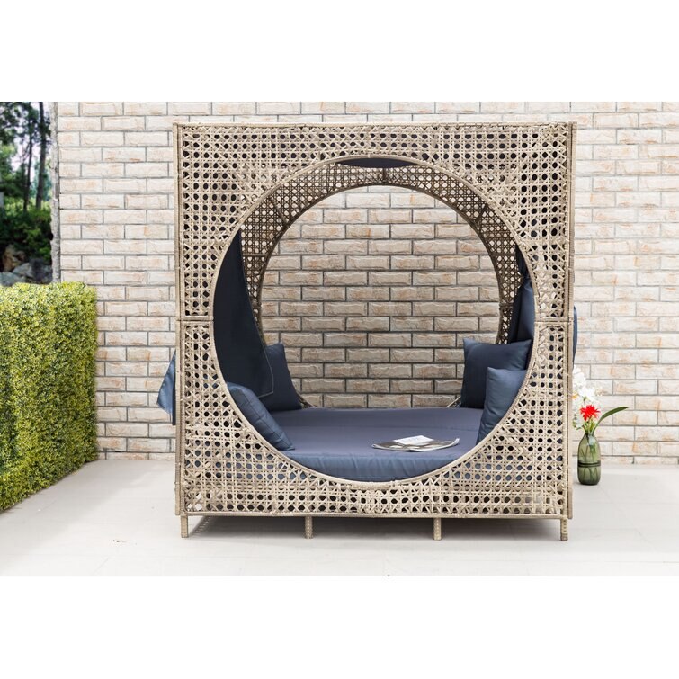 72'' Wide Outdoor Wicker Patio Daybed with Cushions