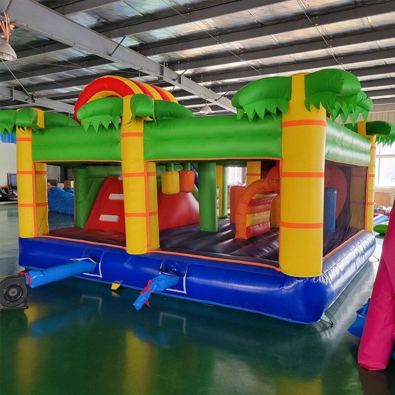 Indoor Outdoor Inflatable Jungle Bounce Combo Kids Funny Game Jumping Bouncer with Slide and Trampoline